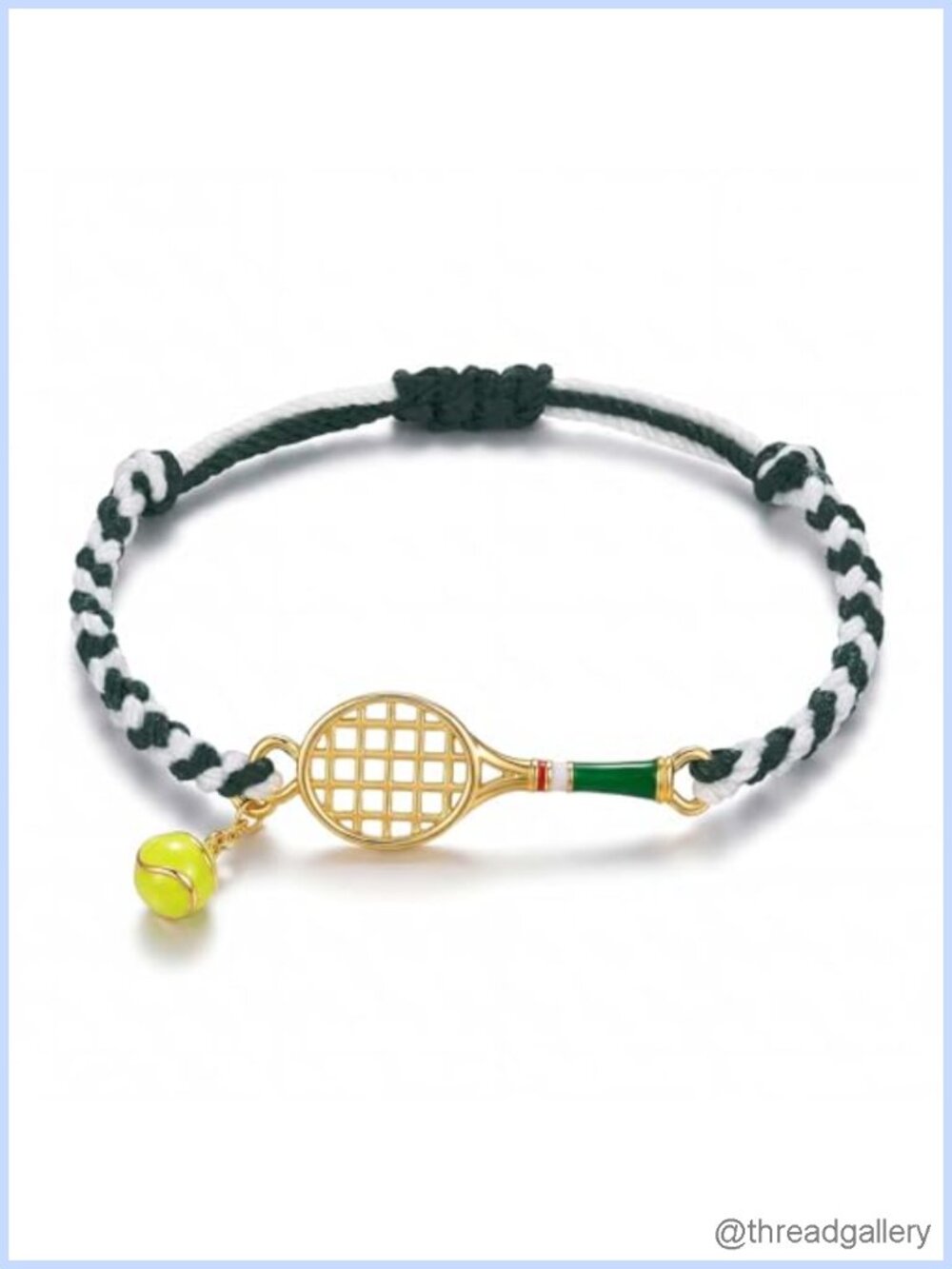 Handmade Braided Rope Tennis Racket Bracelet Adjustable Wax Rope Dainty Sports
